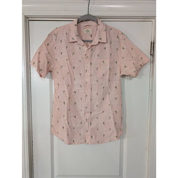 Marine Layer Ward Short Sleeve Button Down men's medium pink cactus beachy - Picture 3 of 9